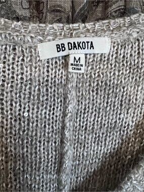 BB Dakota Shimmer Open-Weave Knit Top - Silver